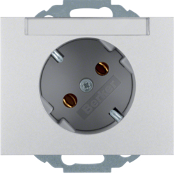 47287103 SCHUKO socket outlet 45° with labelling field,  Berker K.5, aluminium,  matt,  lacquered