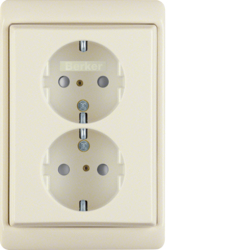 47290002 Double SCHUKO socket outlet with frame enhanced contact protection,  Berker Arsys,  white glossy