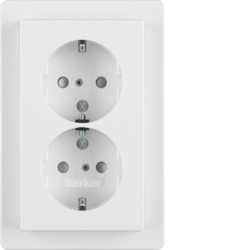 47296089 Double SCHUKO socket outlet with cover plate enhanced contact protection,  polar white velvety