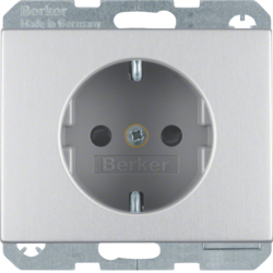 47357003 SCHUKO socket outlet with enhanced touch protection,  Berker K.5, Aluminium,  aluminium anodised