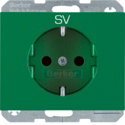 47357113 SCHUKO socket outlet with "SV" imprint enhanced contact protection,  Berker K.1, green