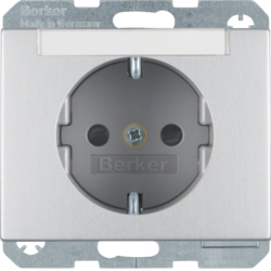 47387003 SCHUKO socket outlet with labelling field,  enhanced contact protection,  Berker K.5, aluminium,  matt,  lacquered