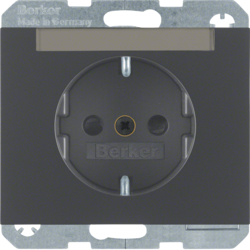 47387006 SCHUKO socket outlet with labelling field,  enhanced contact protection,  Berker K.1, anthracite matt,  lacquered