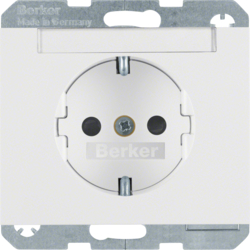 47387009 SCHUKO socket outlet with labelling field,  enhanced contact protection,  Berker K.1, polar white glossy