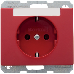 47390062 SCHUKO socket outlet with labelling field,  Berker Arsys,  red glossy