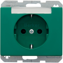 47390063 SCHUKO socket outlet with labelling field,  Berker Arsys,  green glossy