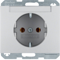 47397003 SCHUKO socket outlet with labelling field,  Berker K.5, aluminium,  matt,  lacquered