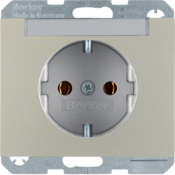 47397004 SCHUKO socket outlet with labelling field,  Berker K.5, stainless steel matt,  lacquered