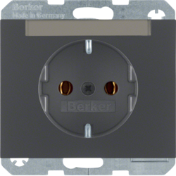 47397006 SCHUKO socket outlet with labelling field,  Berker K.1, anthracite matt,  lacquered