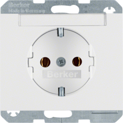 47397009 SCHUKO socket outlet with labelling field,  Berker K.1, polar white glossy