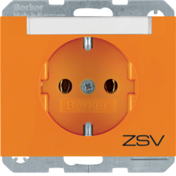 47397114 SCHUKO socket outlet with "ZSV" imprint Labelling field,  Berker K.1, orange glossy