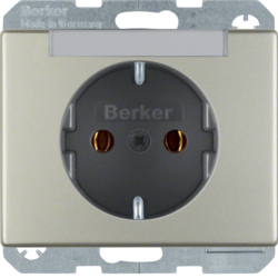 47399004 SCHUKO socket outlet with labelling field,  Berker Arsys,  stainless steel matt,  lacquered