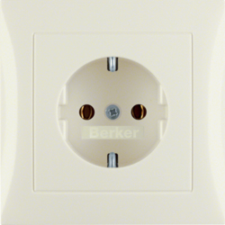 47428982 SCHUKO socket outlet with cover plate Berker S.1/B.3/B.7, white glossy