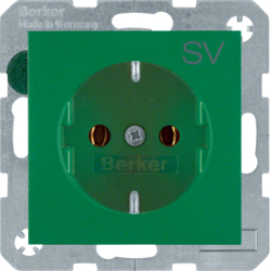 47431903 SCHUKO socket outlet with "SV" imprint Berker S.1/B.3/B.7, green matt