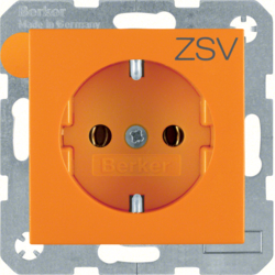 47431907 SCHUKO socket outlet with "ZSV" imprint Berker S.1/B.3/B.7, orange matt