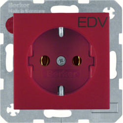 47431922 SCHUKO socket outlet with "EDV" imprint Berker S.1/B.3/B.7, red matt
