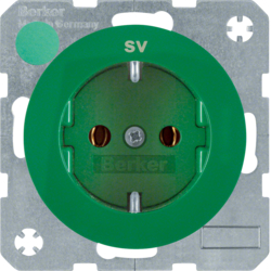 47432003 SCHUKO socket outlet "SV" imprint Berker R.1/R.3/R.8, green glossy