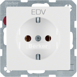 47436009 SCHUKO socket outlet with "EDV" imprint in black Berker Q.1/Q.3/Q.7/Q.9, polar white velvety