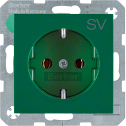 47438903 SCHUKO socket outlet with "SV" imprint Berker S.1/B.3/B.7, green glossy