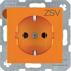 47438907 SCHUKO socket outlet with "ZSV" imprint Berker S.1/B.3/B.7, orange glossy