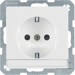 47496089 SCHUKO socket outlet with labelling field,  enhanced contact protection,  Berker Q.1/Q.3/Q.7/Q.9, polar white velvety