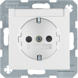 47498989 SCHUKO socket outlet with labelling field,  enhanced contact protection,  Berker S.1/B.3/B.7, polar white glossy