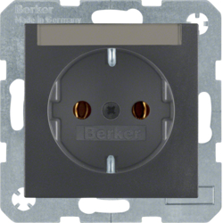 47501606 SCHUKO socket outlet with labelling field,  Berker S.1/B.3/B.7, anthracite,  matt