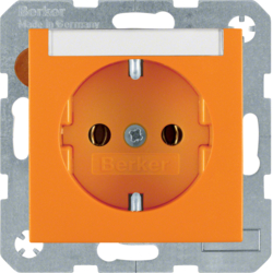 47501907 SCHUKO socket outlet with labelling field,  Berker S.1/B.3/B.7, orange matt