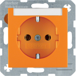 47501907 SCHUKO socket outlet with labelling field,  Berker S.1/B.3/B.7, orange matt