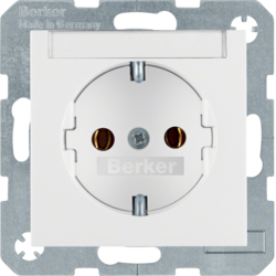 47501909 SCHUKO socket outlet with labelling field,  Berker S.1/B.3/B.7, polar white matt