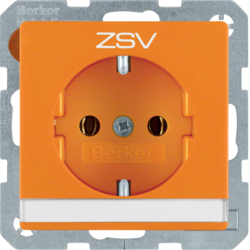 47506014 SCHUKO socket outlet with "ZSV" imprint Labelling field,  Berker Q.1/Q.3/Q.7/Q.9, orange velvety