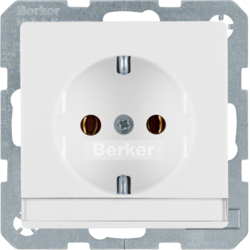 47506089 SCHUKO socket outlet with labelling field,  Berker Q.1/Q.3/Q.7/Q.9, polar white velvety