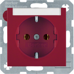 47508902 SCHUKO socket outlet with labelling field,  Berker S.1/B.3/B.7, red glossy