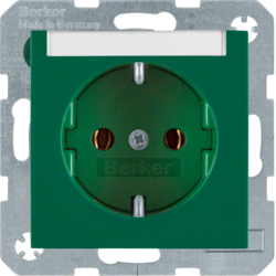 47508903 SCHUKO socket outlet with labelling field,  Berker S.1/B.3/B.7, green glossy