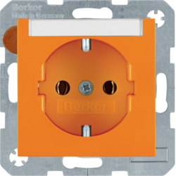 47508907 SCHUKO socket outlet with labelling field,  Berker S.1/B.3/B.7, orange glossy