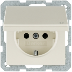 47516072 SCHUKO socket outlet with hinged cover with enhanced touch protection,  Berker Q.1/Q.3/Q.7/Q.9