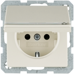 47526082 SCHUKO socket outlet with hinged cover with labelling field,  enhanced contact protection