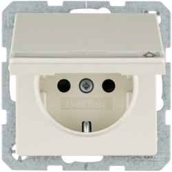 47526082 SCHUKO socket outlet with hinged cover with labelling field,  enhanced contact protection
