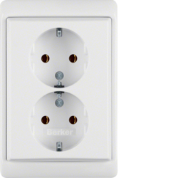 47530069 Double SCHUKO socket outlet with frame Berker Arsys,  polar white glossy