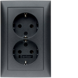 47549949 Double SCHUKO socket outlet with cover plate Berker S.1, anthracite matt