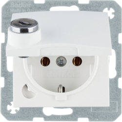 47631909 SCHUKO socket outlet with hinged cover Lock - differing lockings,  Berker S.1/B.3/B.7, polar white matt