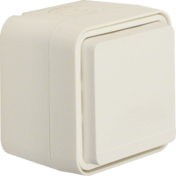 47633502 SCHUKO socket outlet with hinged cover surface-mounted with enhanced touch protection,  Berker W.1, polar white matt