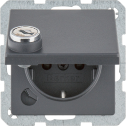 47636086 SCHUKO socket outlet with hinged cover Lock - differing lockings,  Berker Q.1/Q.3/Q.7/Q.9