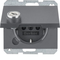 47637006 SCHUKO socket outlet with hinged cover Lock - differing lockings,  Berker K.1