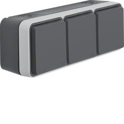 47733515 SCHUKO socket outlet 3gang horizontal with hinged cover surface-mounted Berker W.1, grey/light grey matt