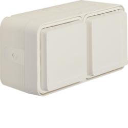 47753522 SCHUKO socket outlet 2gang horizontal with hinged cover surface-mounted Berker W.1, polar white matt