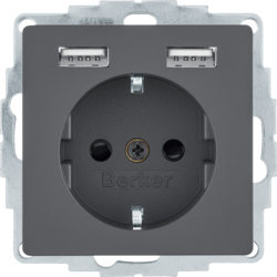 48036086 SCHUKO socket outlet with 2 x USB Berker Q.1/Q.3/Q.7/Q.9