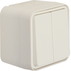 50753512 Series push-button,  2 change-over contacts surface-mounted,  isolated input terminals Berker W.1, polar white matt
