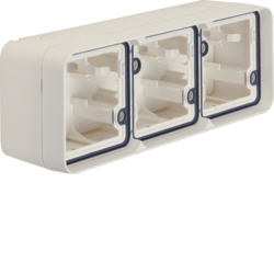 6019303502 Surface-mounted housing 3gang horizontal,  with frame surface-mounted Berker W.1, polar white matt