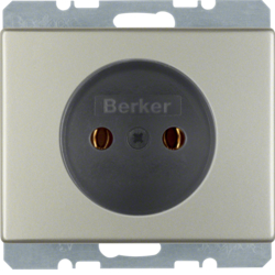 6161140004 Socket outlet without earthing contact with screw terminals,  Berker Arsys,  stainless steel,  metal matt finish